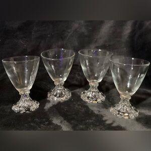 Vintage ANCHOR HOCKING Berwick Boopie Cordial Glasses, Clear 4”,  1950s Set Of 4